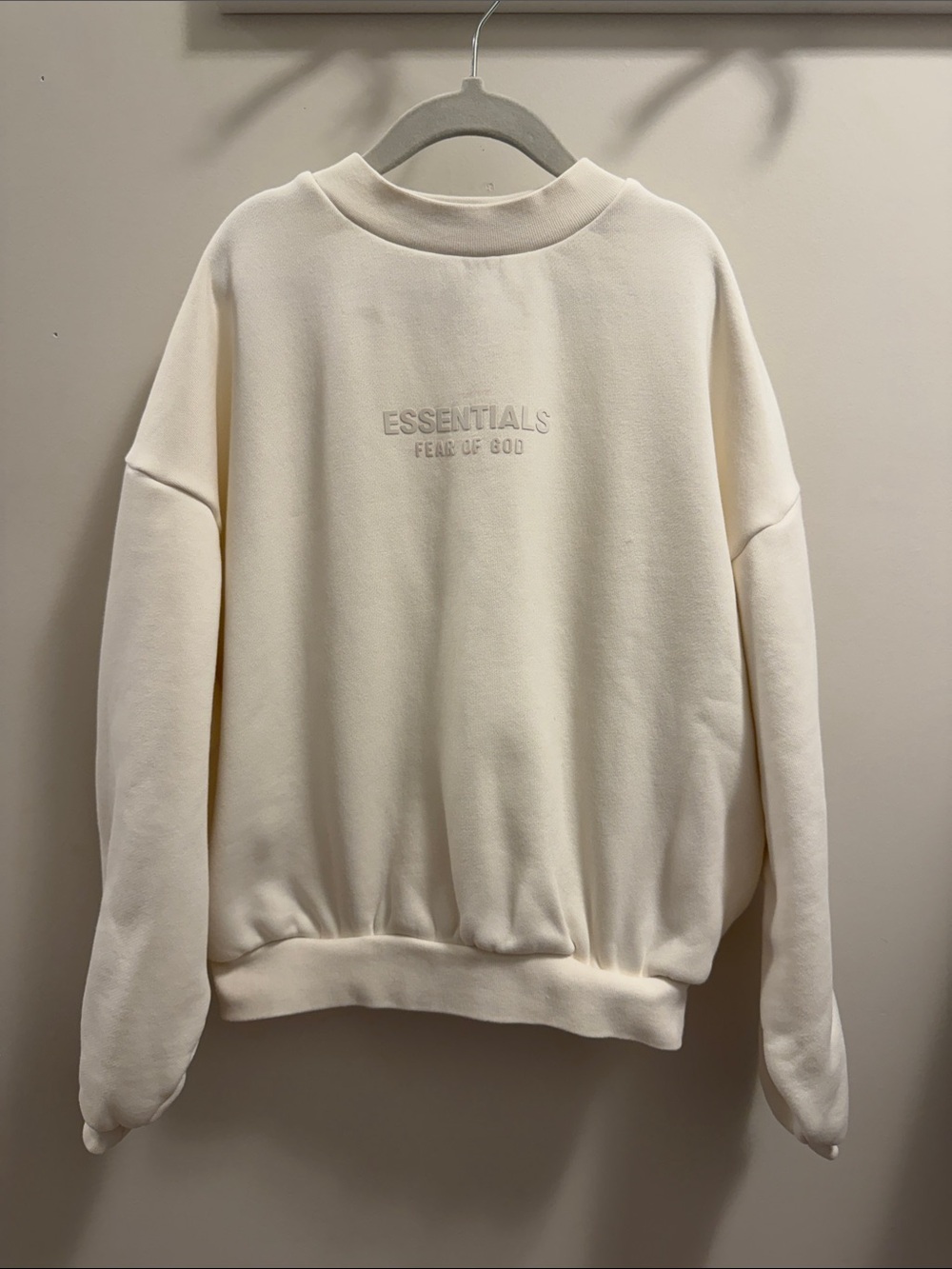 Fear of God ESSENTIALS Kids Mock Neck Sweatshirt Size 8 Cream Logo Pullover